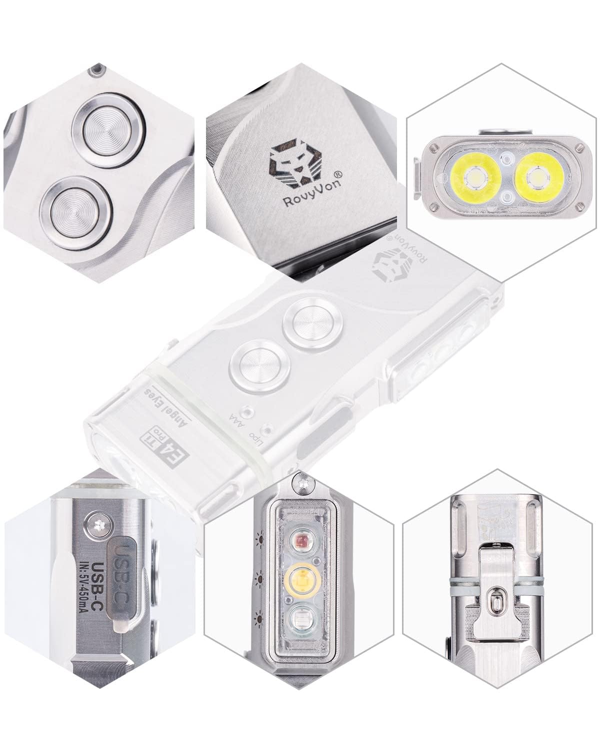 Amazon.co.jp: RovyVon E4 Pro チタン EDC 懐中電灯 USB C 充電式 700