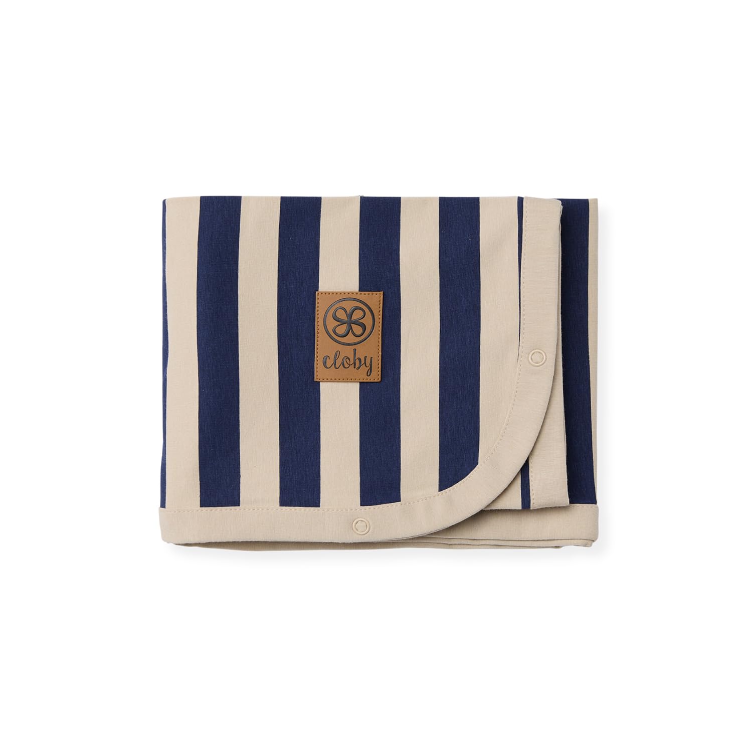 Cloby Multifunktionale Babydecke - Kinderdecke mit UV-Schutz (UPF 50+) - UV-Decke - Navy Stripe - blau/beige (95x73 cm)