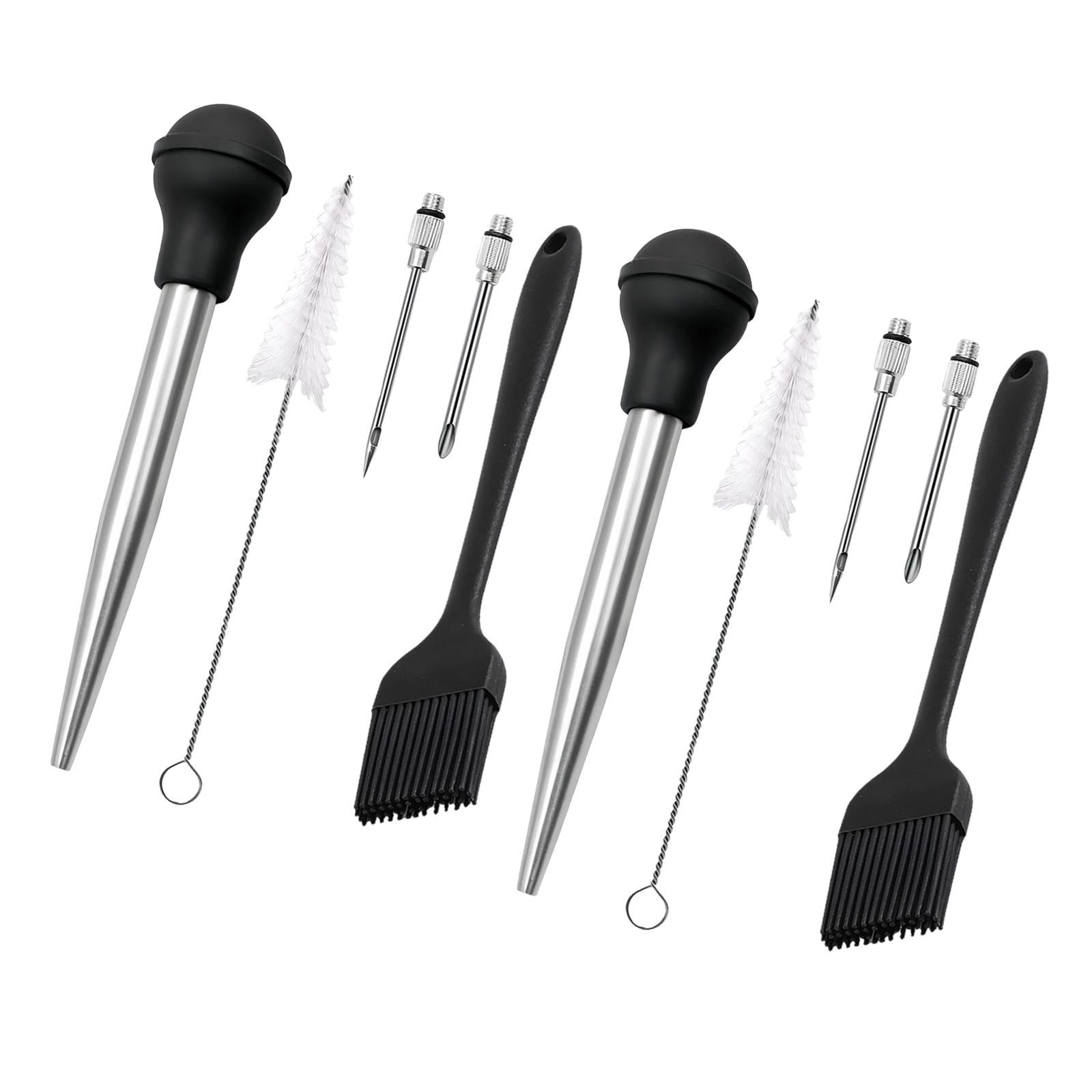 Tsophreniq 2 Pack Heavy Duty Turkey Baster with Silicone Bulb and Stainless Steel Tips for Roasting Grilling Basting Dishwasher Safe Turkey Baster