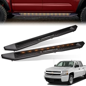 Stehlen 642167834564 Compatible with 2007-2018 Chevy Silverado/GMC Sierra Crew Cab 8" Sequential LED Running Boards - Matte Black