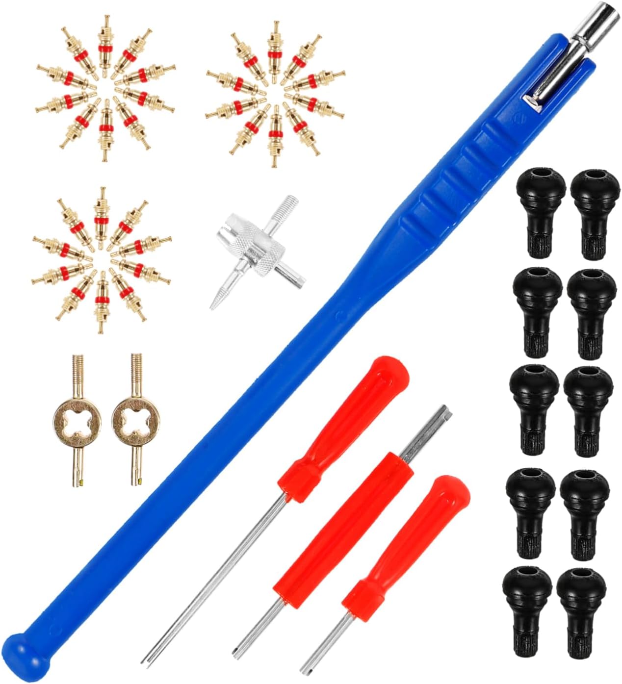 Zerodeko 1set Portable Valve Stem Tool Tire Valve Core Remover and Installer Kit for Quick Tire Maintenance and Repair and Easy to Use for Cars and Motorcycles