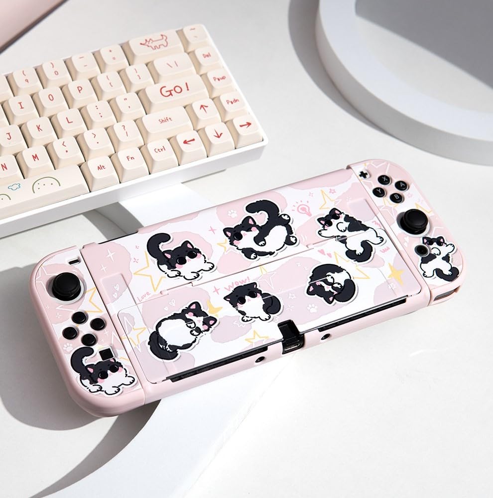 Amazon.com: Kiloluv Pink Milk Cat Switch/OLED Protective Case