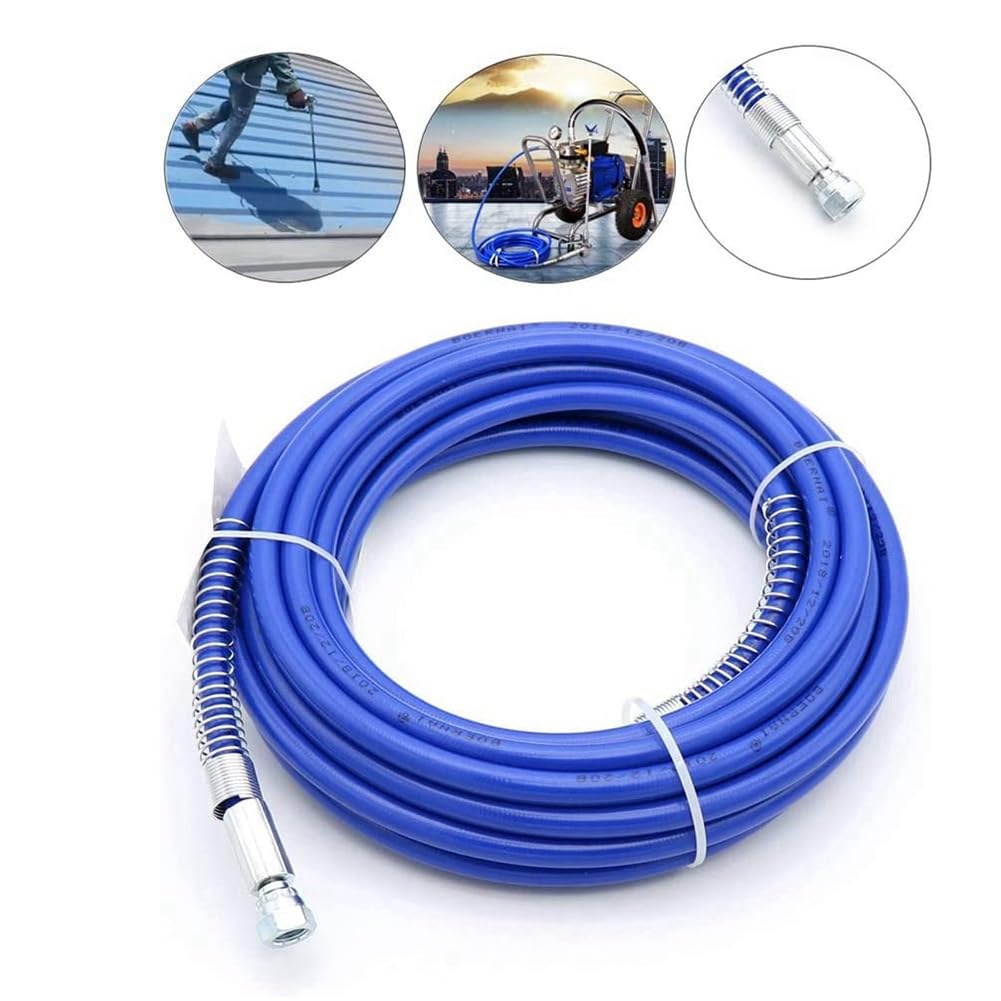 rieder 2 unidades 1/4 Airless manguera pulverizadora de color universal de alta presión manguera de fibra flexible 3300 PSI (25 pies, azul)