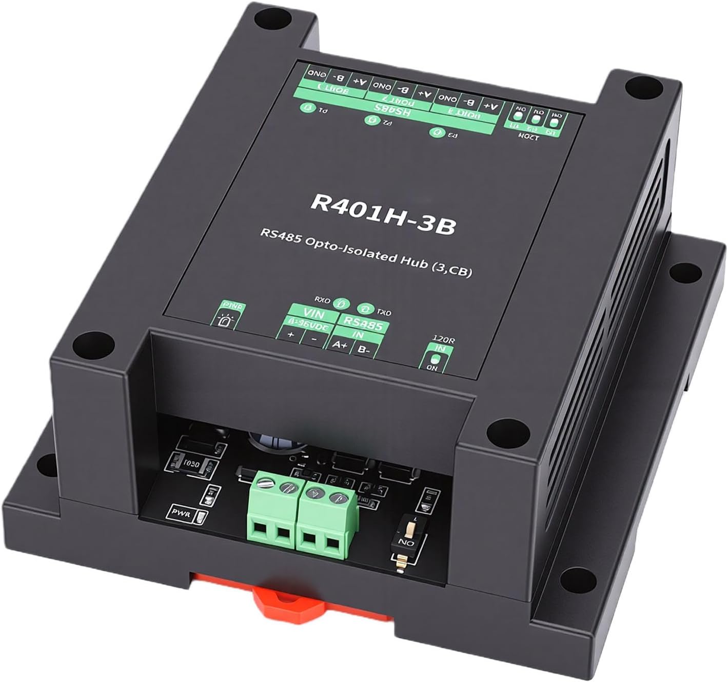 ciciglow RS485 Opto Isolated Hub, Power and Optical Isolation, Supports 32 Nodes, 3 Port RS485 Hub with 3.5mm Terminal, Half Duplex Transparent Transmission, Wide Baud Rate Range