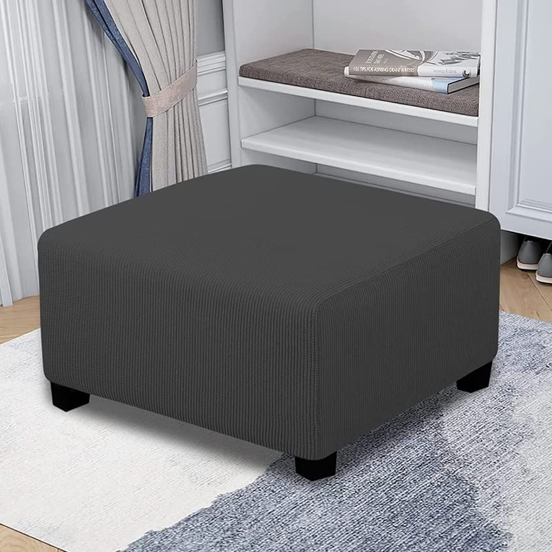 Copripouf Quadrato 40 x 40/50 x 50/60x60/ 90x90 con Elastico,Copri Poggiapiedi Morbido Jacquard Fodere per Pouf Rettangolari Elasticizzati per Pouf Rimovibili per Soggiorno Camera da Letto