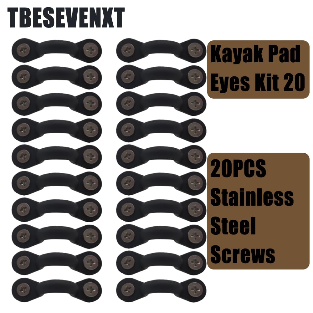 TBESEVENXT Kayak Pad Eye Kit, 20PCS Kayak Tie Down Eyelets Loops Deck Rigging Kit Nylon Pad Eye and 40 Stainless Steel Screws for Boat Deck Rigging