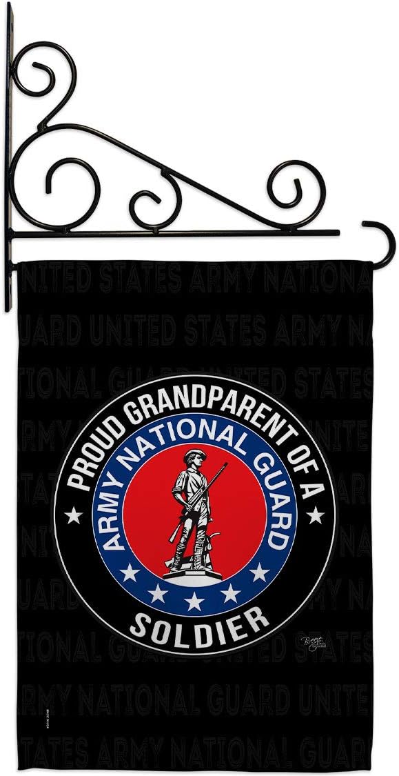 Army Proud Grandparent Soldier Garden Flag Set Wall Holder Armed Forces National Guard ANG United State American Military Veteran Retire Official Gift Yard House Double-Sided 13 X 18.5
