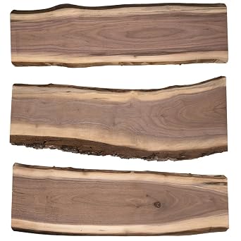 WALRUS OIL - Real Live Edge Rustic Walnut Wood Slabs, 24"" Long x 6-10"" Wide x 7/8"" Thick 3-Pack, WOSM-W24-3PK