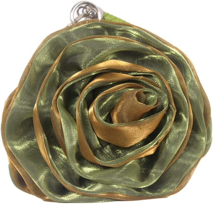 DEBIMY Rose Shaped Evening Bag Soft Satin Clutch Purse Floral Wristlet Handbag for Women Wedding Party Purse