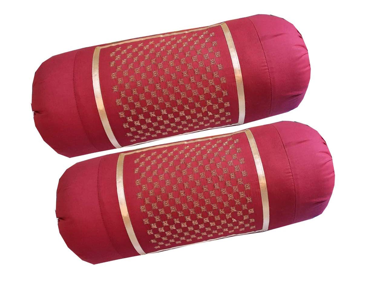Rj ProductsRj Products Cotton Bolster Cover with Beautiful Diamond Embroidery Set of 2 Piece (Maroon)