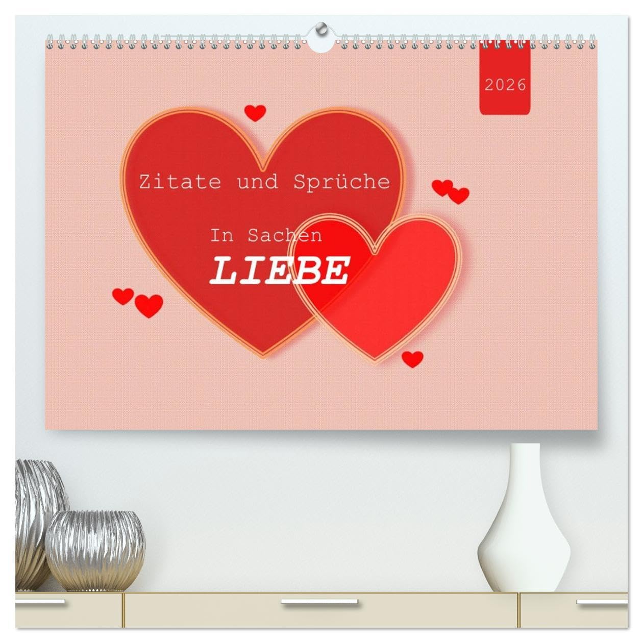 Grand calendrier de l'amour 2026 paysage A2 impression brillante poster mural