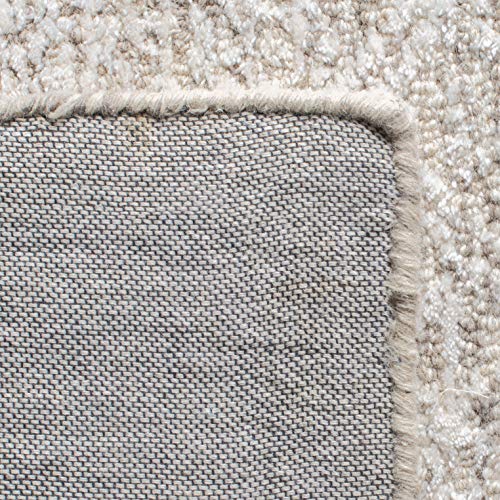 Tapete beige rectangular 3' x 5' de lana y viscosa miniatura 6