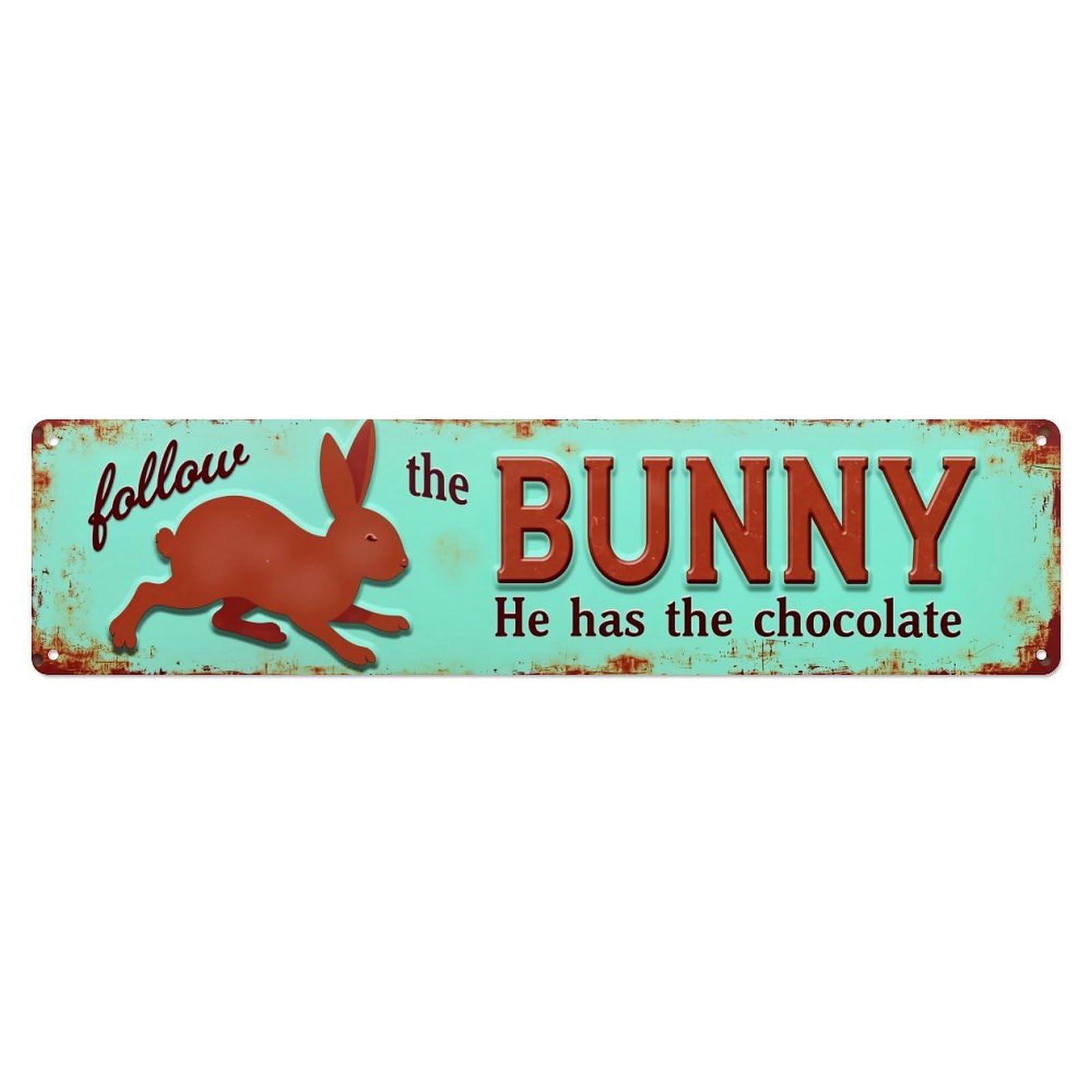 Follow The Bunny Chocolate Sign Metal Tin Sign Plaque