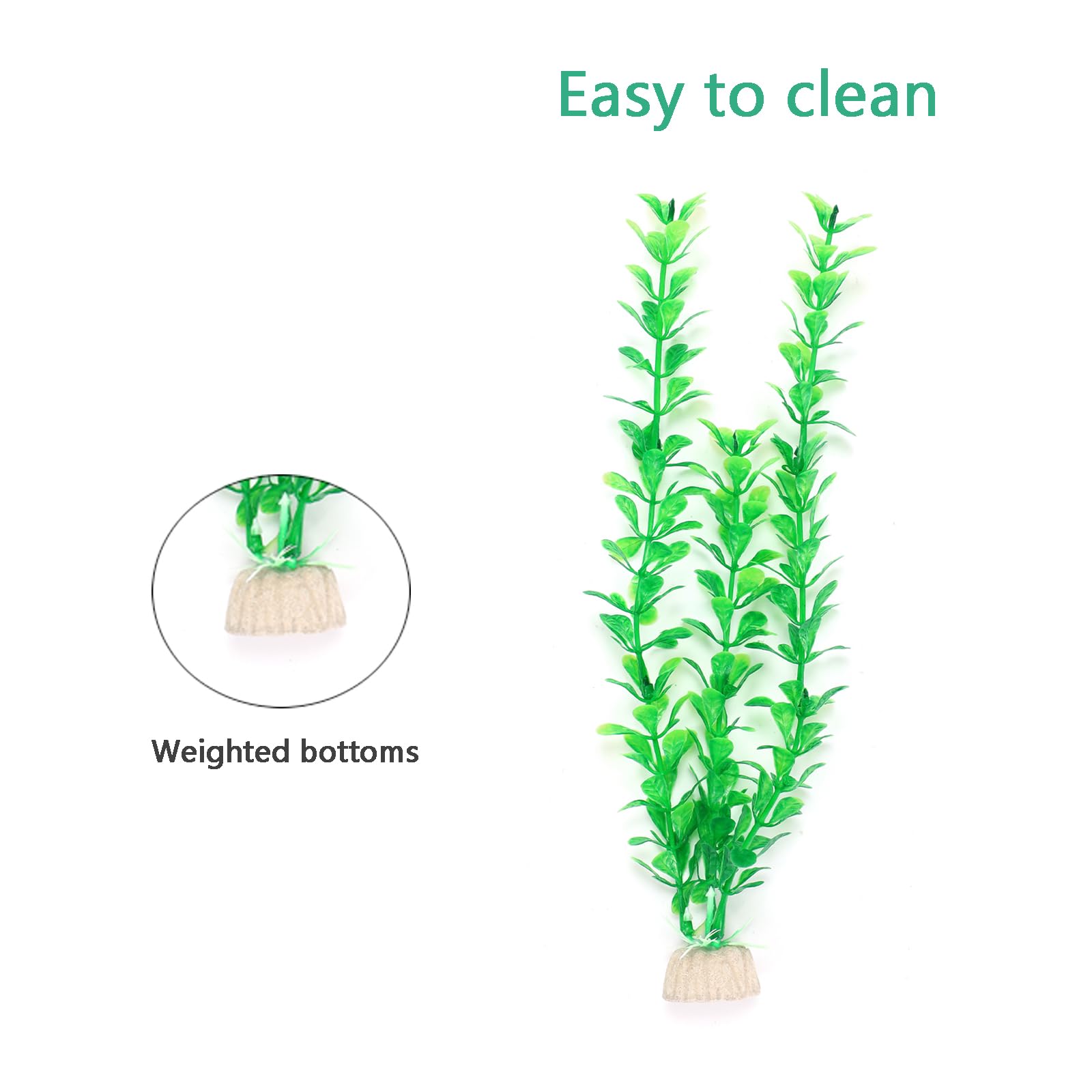 AQUANEAT Artificial Fish Tank Plants, Plastic Aquarium Decorations, 10pcs Large Fish Decor(Green)