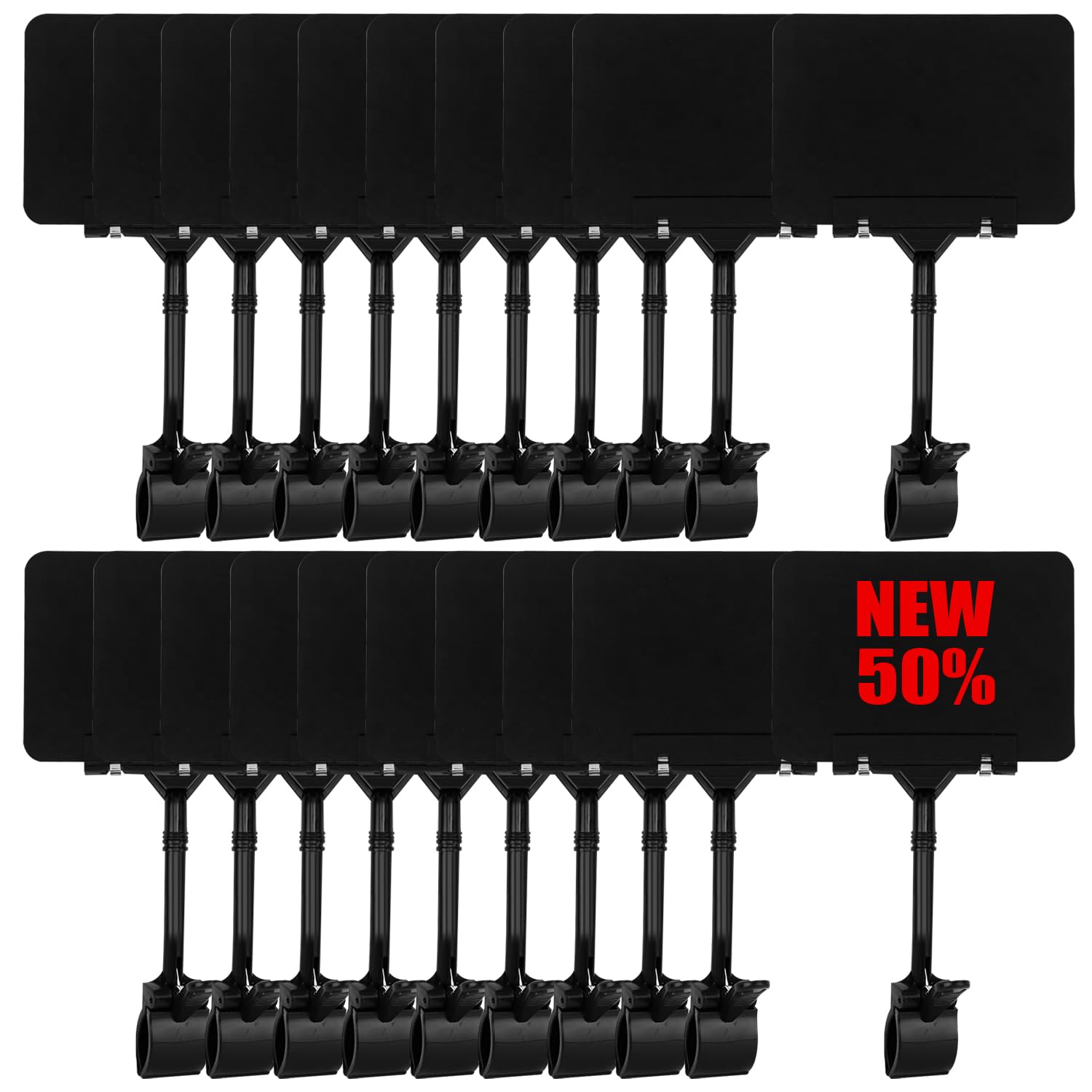 Coobbar Clip-On Sign Holder,20 Pack Merchandise Sign Clips Sign Holder Clips Pop Label Clips Retail Merchandise Rack Sign Double Display Clip Sign Holding Clamp,Price Tag Display (Black)