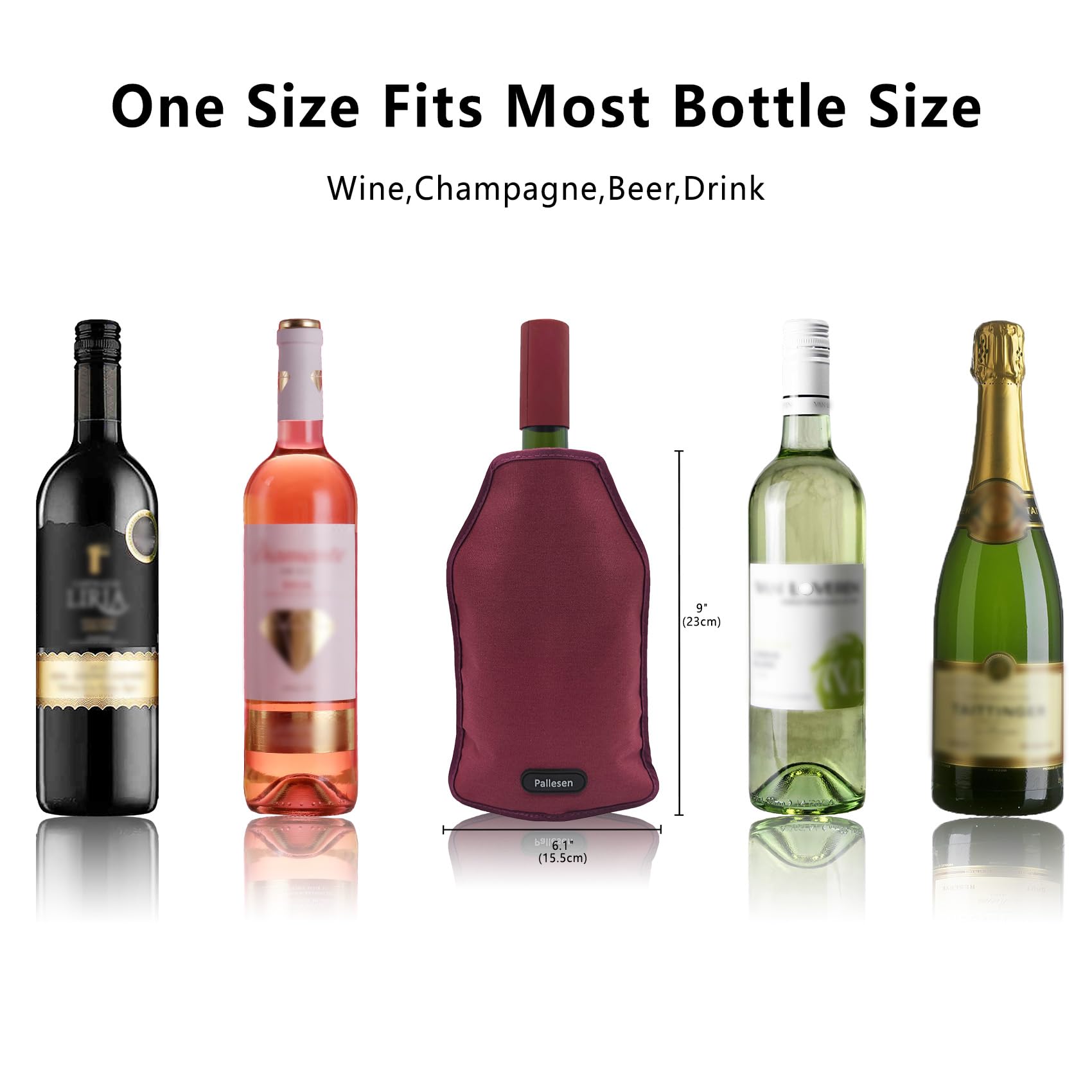Pallesen Portable Wine Cooler Sleeve Reusable Wine Bottle Chiller Flexible Wine Ice Bag Keep Wine Cool and Refreshing for 750ml Standard Size Bottles Red Wine, White Wine & Champagne (Burgundy) — Amazon image 2