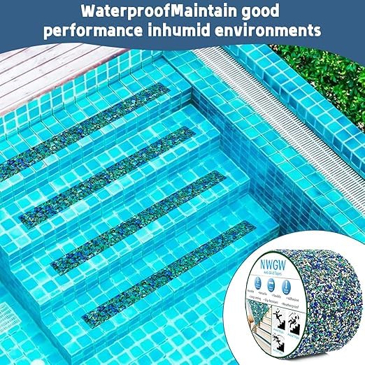 Cinta antideslizante resistente de 10,2 cm x 4,5 m - Cinta adhesiva de goma de grano azul para escaleras, piscina, baño y seguridad exterior | Tiras de tracción impermeables y