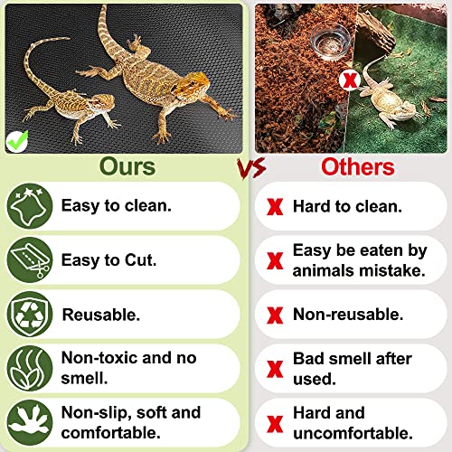 Image of Large Size 24 inchX 118 inch Reptile Carpet, Reptile Mat, Bearded Dragon, Bearded Dragon Tank Flooring, Snake Bedding, Bearded Dragon Tank Accessories (24 inchX 118 inch, 1 PCS Black Thicker Mat)