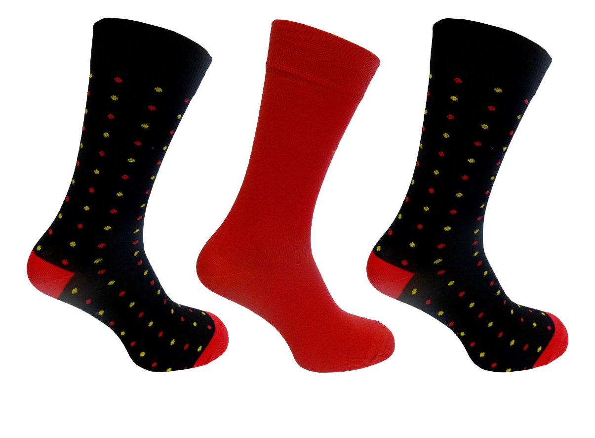 Alexander Green Mens Bamboo Socks 7-11 Polka Dot Style (Red)