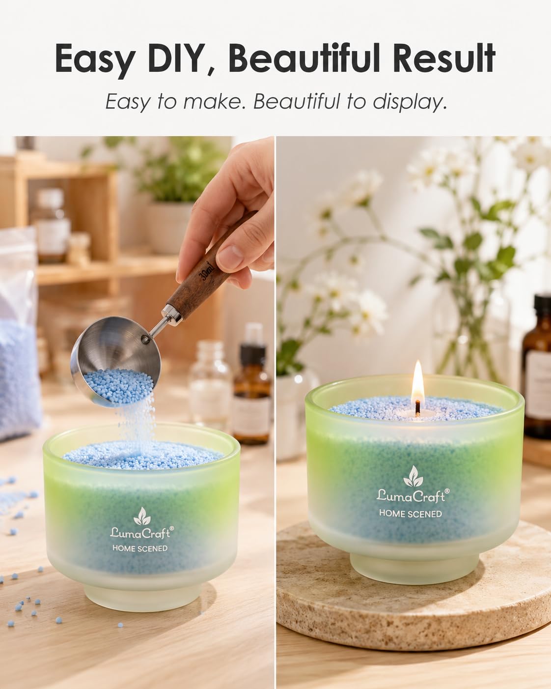 LumaCraft Kit per realizzare candele in cera di sabbia, 4 profumi/4 colori