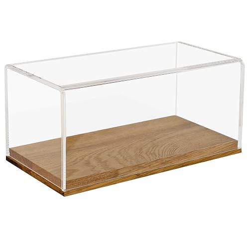HMF 46871 - Vitrina acrílica con Base de Madera para Modelos de Coche, 24 x 12 x 11 cm, Transparente