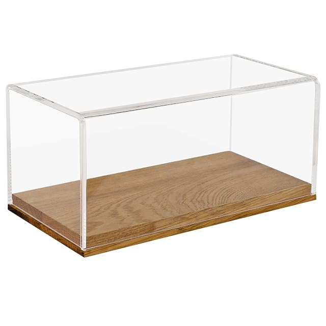 HMF 46871 - Vitrina acrílica con Base de Madera para Modelos de Coche, 24 x 12 x 11 cm, Transparente