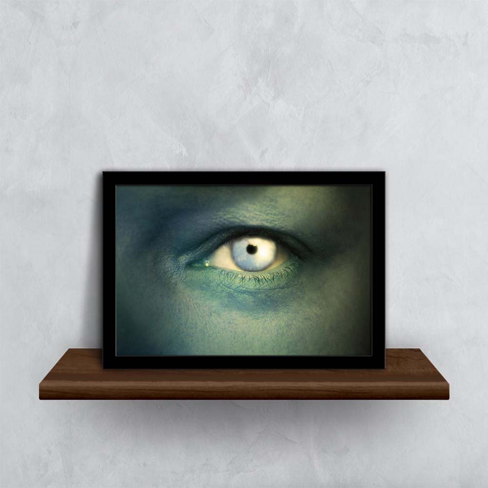 ArtzFolio Ecological Concept Human Eye With A Sky In The Iris | Paper Wall Poster Black Frame with Acrylic Glass | 13 x 9 inch (33 x 23 cms)