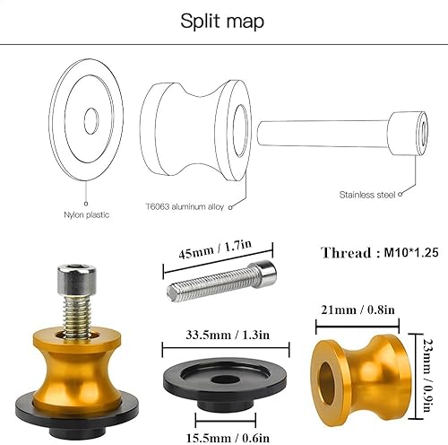 Miniatura 4 de Carretes basculantes M10 x 1.25 deslizador universal para Y.amaha FZR 1000600R400 Kawasaki Z750 Z750S Z750R ER-6F ER-6N Versys 1000 Duke 125200390