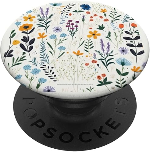 Corona de flores silvestres con bonito patrón floral PopSockets intercambiables PopGrip
