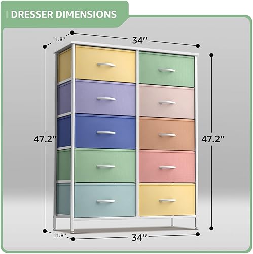 Miniatura 3 de Sorbus Cómoda para niños con 10 cajones  Unidad de almacenamiento organizadora para ropa  Dormitorio, habitación de los niños, guardería y armario