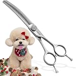 Rose Gold Titanium Dog Grooming Scissors Set 4PCS Curved Thinning Straight Chunkers Shears Kit with White Artificial Diamonds Ergonomic Offset Handle Japan 440C Sharp and Durable