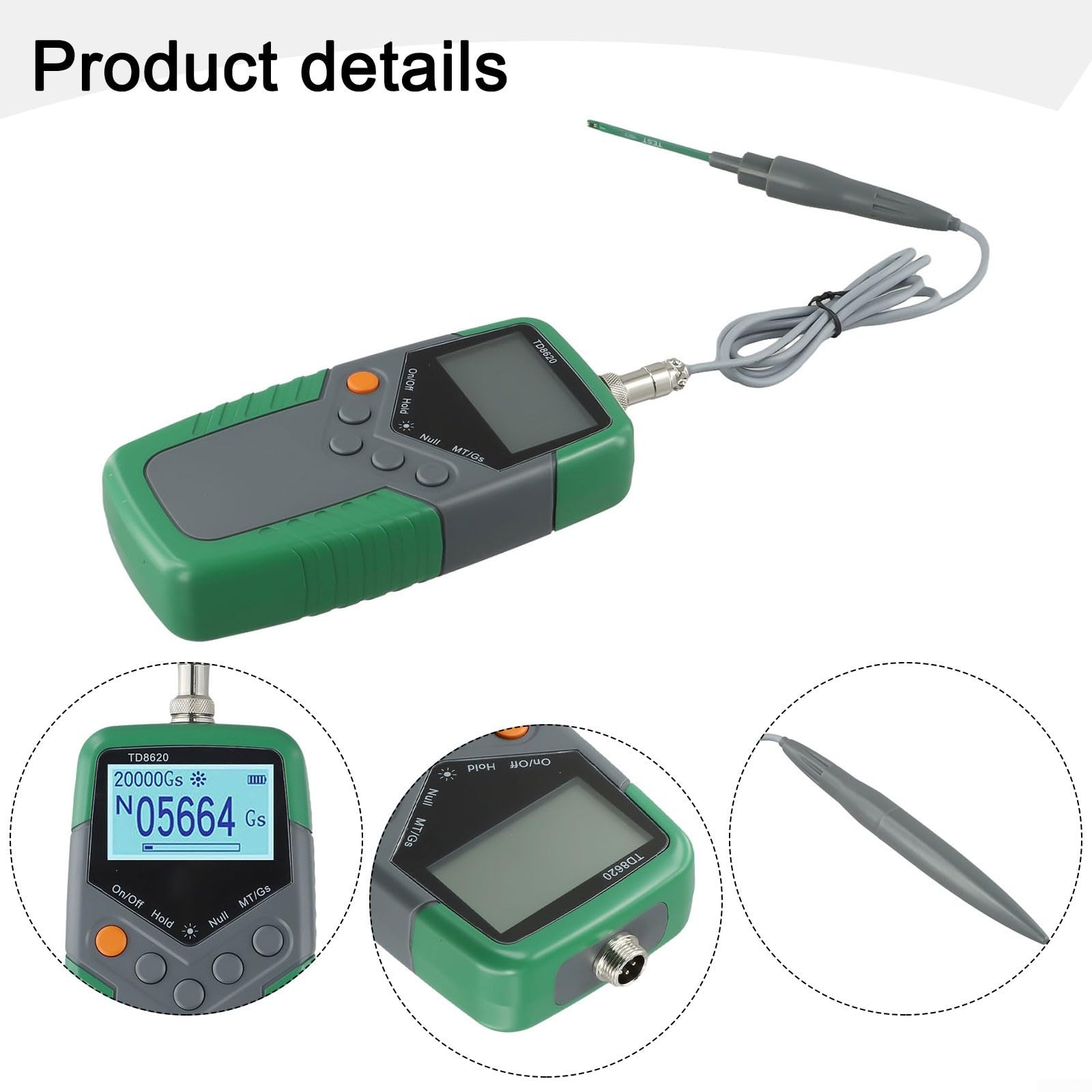 Medidor digital de Gauss Medidor de campo magnético portátil Td8620 con sonda Hall para medición de densidad de flujo industrial 0 a 2400 mt y capacidad de conmutación de unidad de visualización