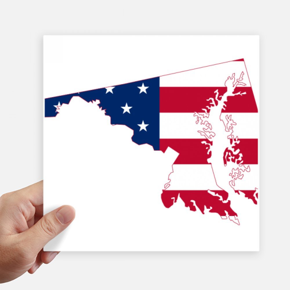 Autocollant drapeau Maryland USA carré 20cm stickers pour déco de mur