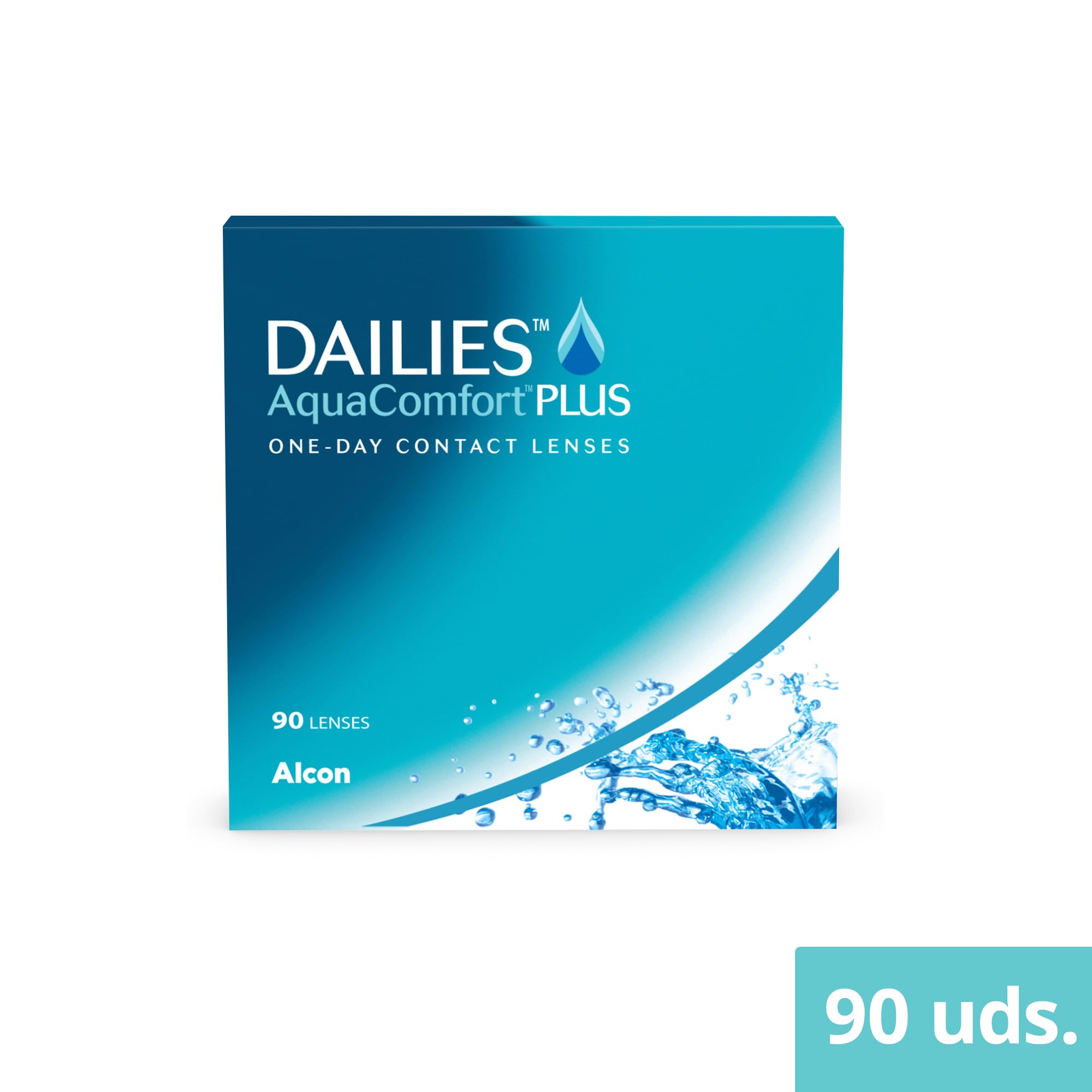 Dailies AquaComfort Plus Lentes de contacto de reemplazo diario, Pack de 90, R 8.7 mm, D 14.0 mm, -1.25 Diopt