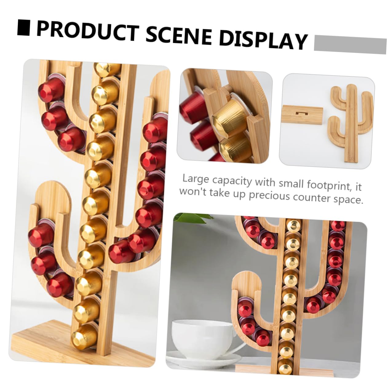 OFFSCH Cactus Shape Coffee Pod Holder Organizer Unique Stand for Coffee Countertop Decoration Capacity with Footprint Creative present for Housewarming Birthdays