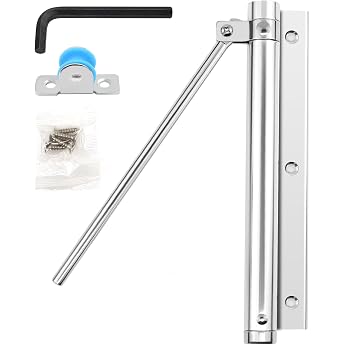 Automatic Door Closer Aluminium Alloy Door Closer Adjustable Rod Door Closer Silver Spring Door Closer for Garden Gate Room Door Front Door Exterior