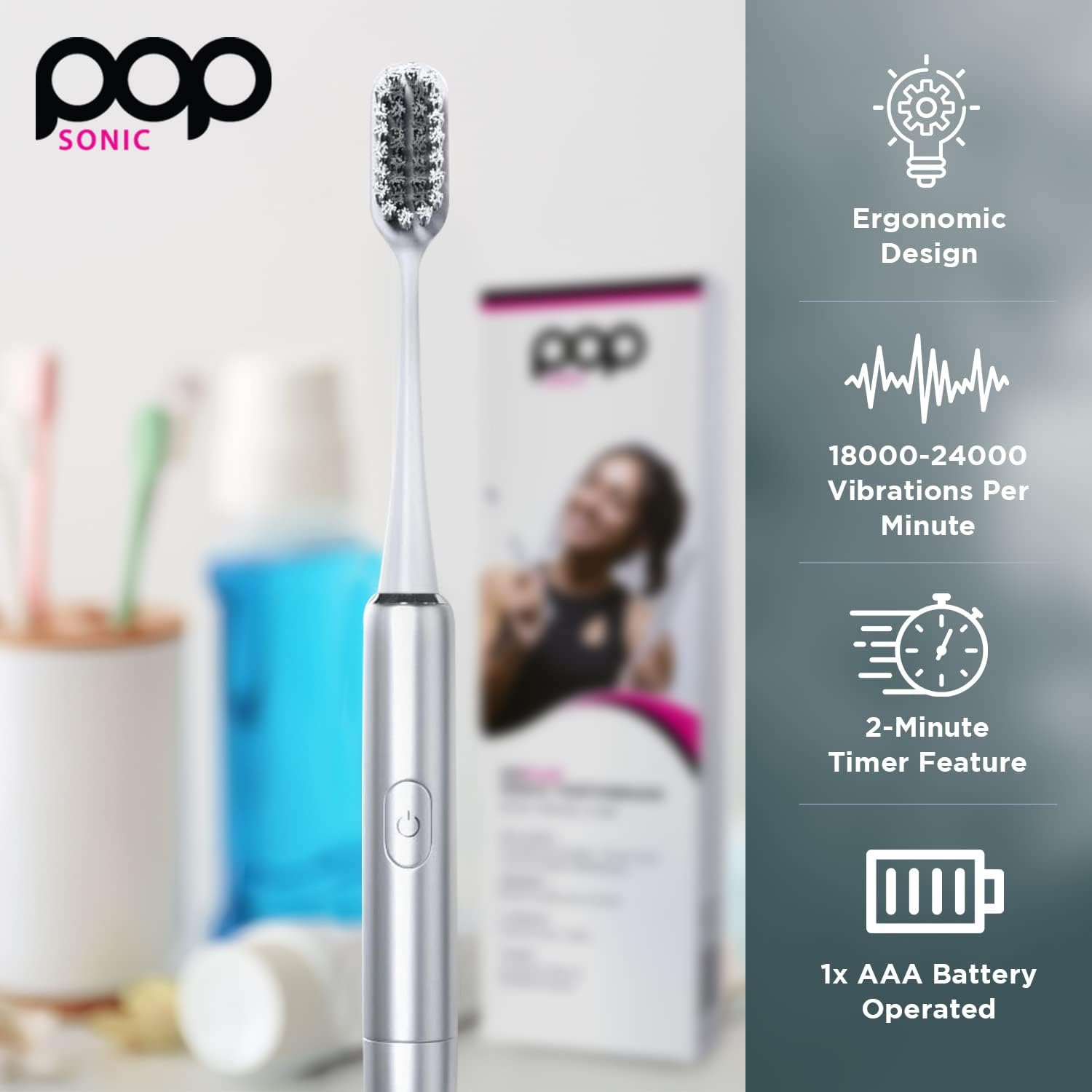 Go Plus Sonic Toothbrushes + Bonus Pack for Adults w/Electric Toothbrush Case - Electric Toothbrush for Adults & Kids - Sonic Toothbrush w/ 2 Speeds image 5