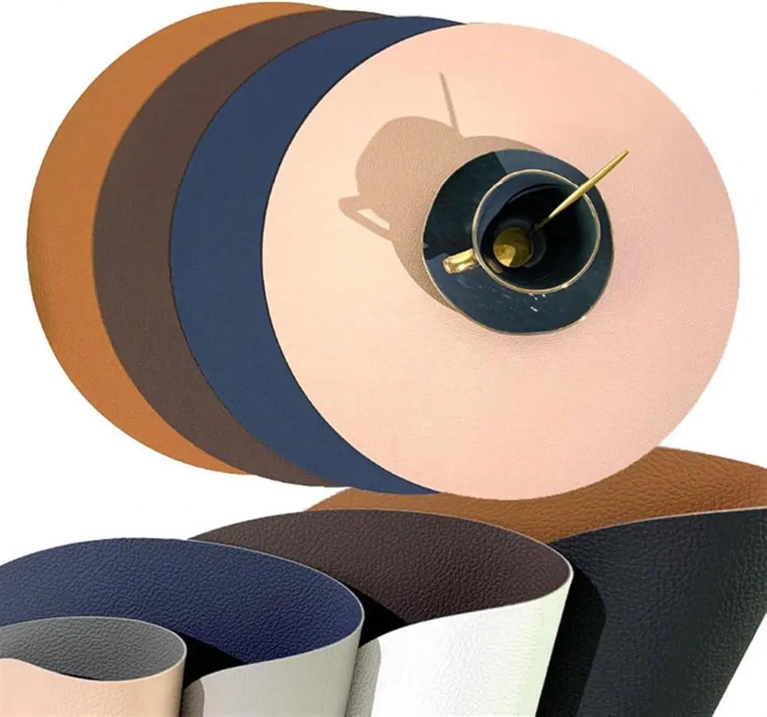 Kitchen Placemat Non-Slip Bowl Pad Round Shape Coaster Washable Dining Table Mat for Home Decoration(Coffee)