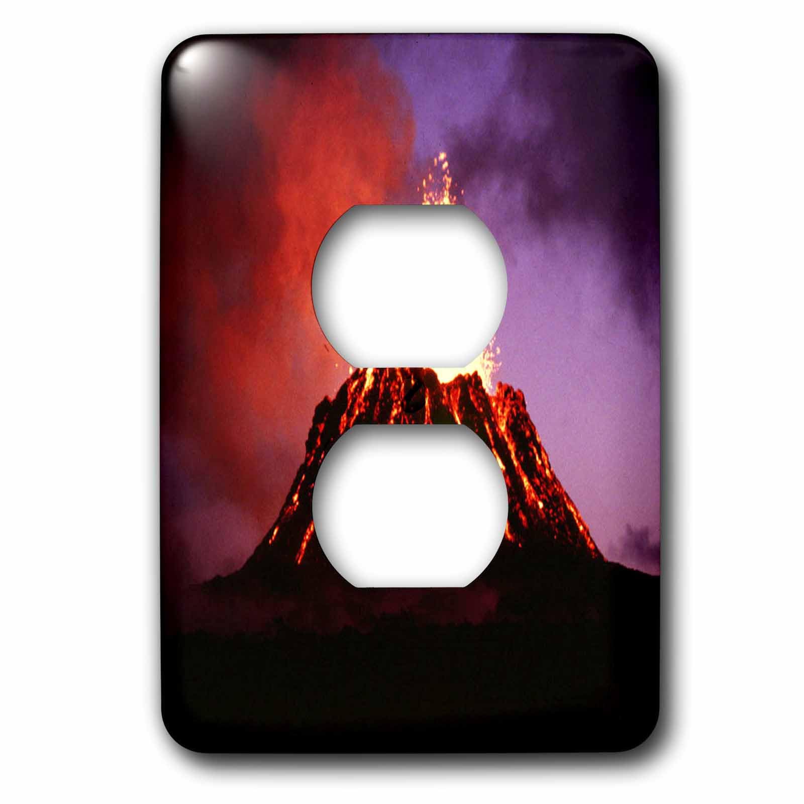 Hawaii Volcan Eruption at Night motif volcanique flamboyant pour double prise