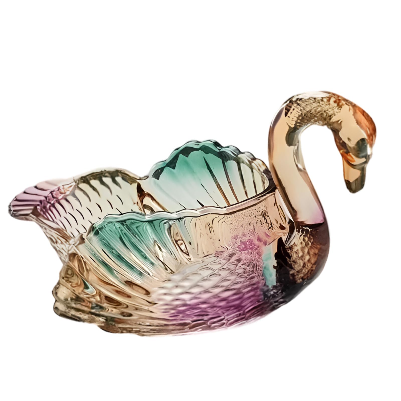 Jazuaiao Glazed Color Modern Cygne Pattern Glass Display Plate For Fruits And Decor Accent Candy