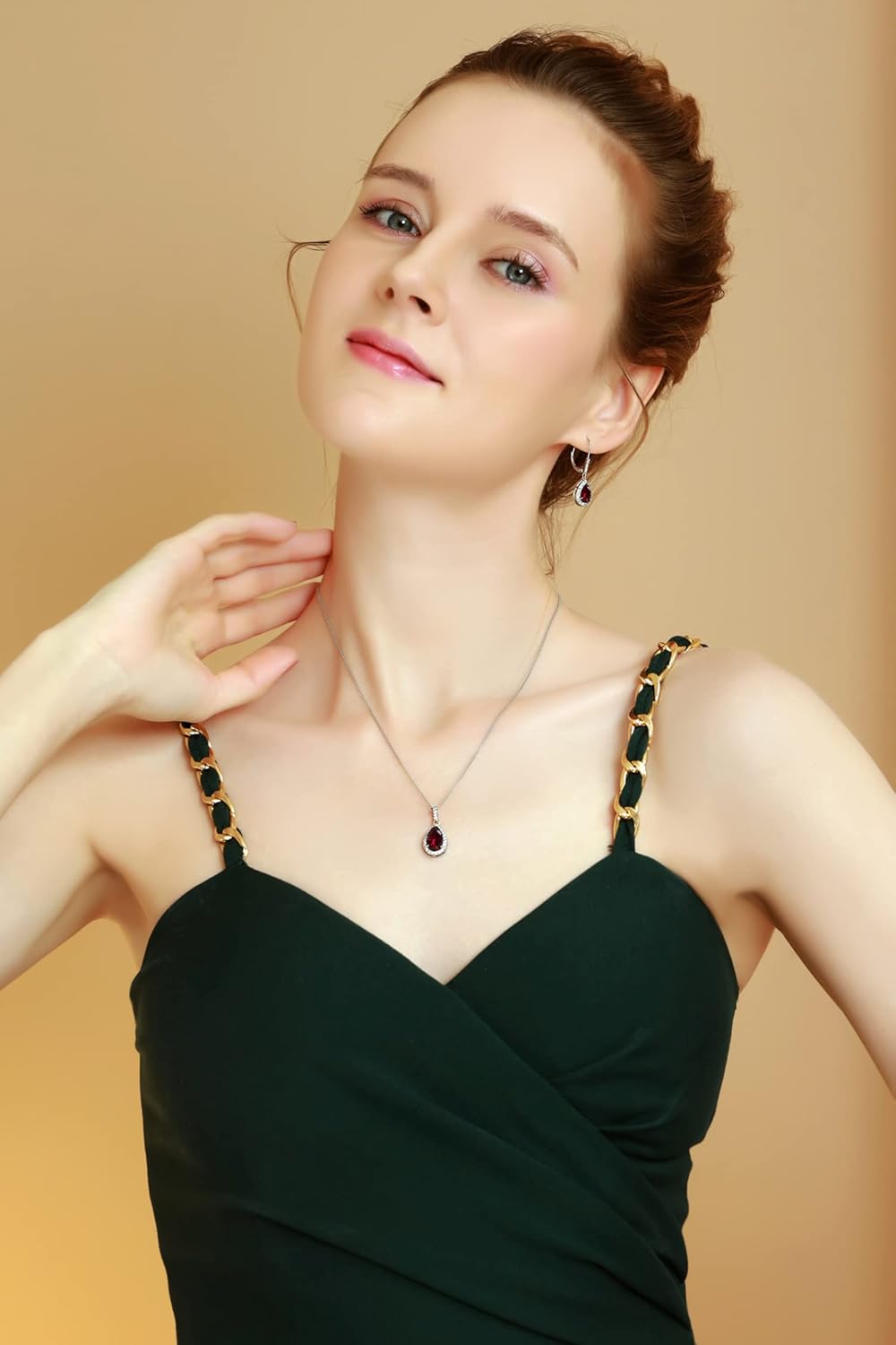 Jewelry Sets for Women, Necklace and Earring Sets for Women, Birthstone Jewelry, Genuine or Synthetic Gemstones, Teardrop Necklace and Dangle Earrings, Pendant Necklace, Sterling Silver Jewelry - Image 3