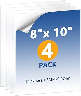 4 Pack 8x10 Strengthened Replacement Glass Sheet for Picture Frame, 0.07 inch (1.8mm) Thick Replacement Glass for 8 by 10 Photo Frame