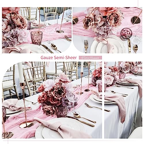 Showgeous 6 Pack Pink Cheesecloth Table Runner, 10FT Long Semi-Sheer Boho or Rustic Gauze Table Runner Wedding Table Decor for Wedding Arch Draping Bridal Shower Holiday Party by Showgeous - Image 4