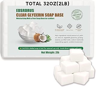 EDSRDRUS 2LB White Glycerin Soap Base DIY Handmade Soap with Vegetable Glycerin & Coconut Oil, Moisturizing Melt and Pour Soap Base for Soap Making 1pack, 32oz (2LB)