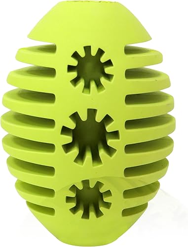 Deeow Juguete de pelota de rugby resistente para perros con plátano, juguete para buscar y masticar, dispensador de golosinas de alimentación lenta