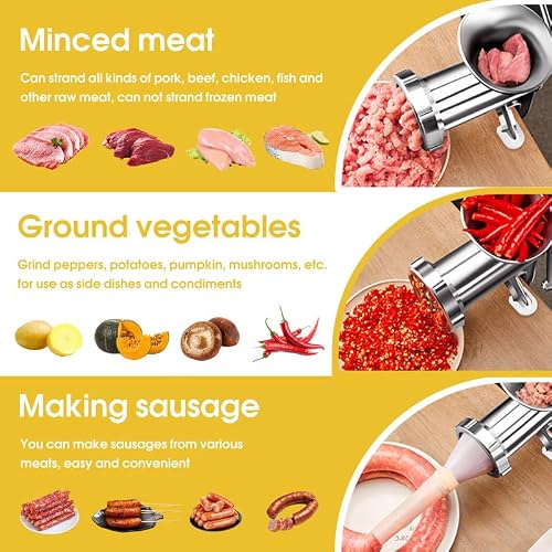 Meat Grinder Manual Mincer - Manual Meat Grinder Sausage Maker Table Mount Pork Mincer Sausage Stuffer Funnel Make Homemade Burger Patties Hand Operated Kitchen Tool#2 (02)