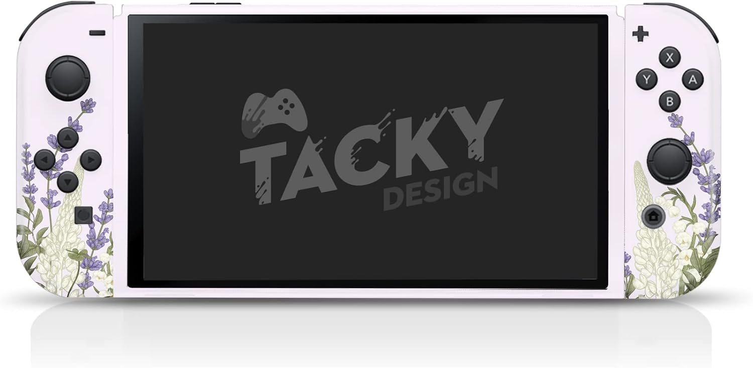 Tacky Design Lavender Skin Compatible Nintendo Switch OLED Skin Wrap Cover, Watercolor Stickers, Premium Vinyl 3M Full Wrap Decal