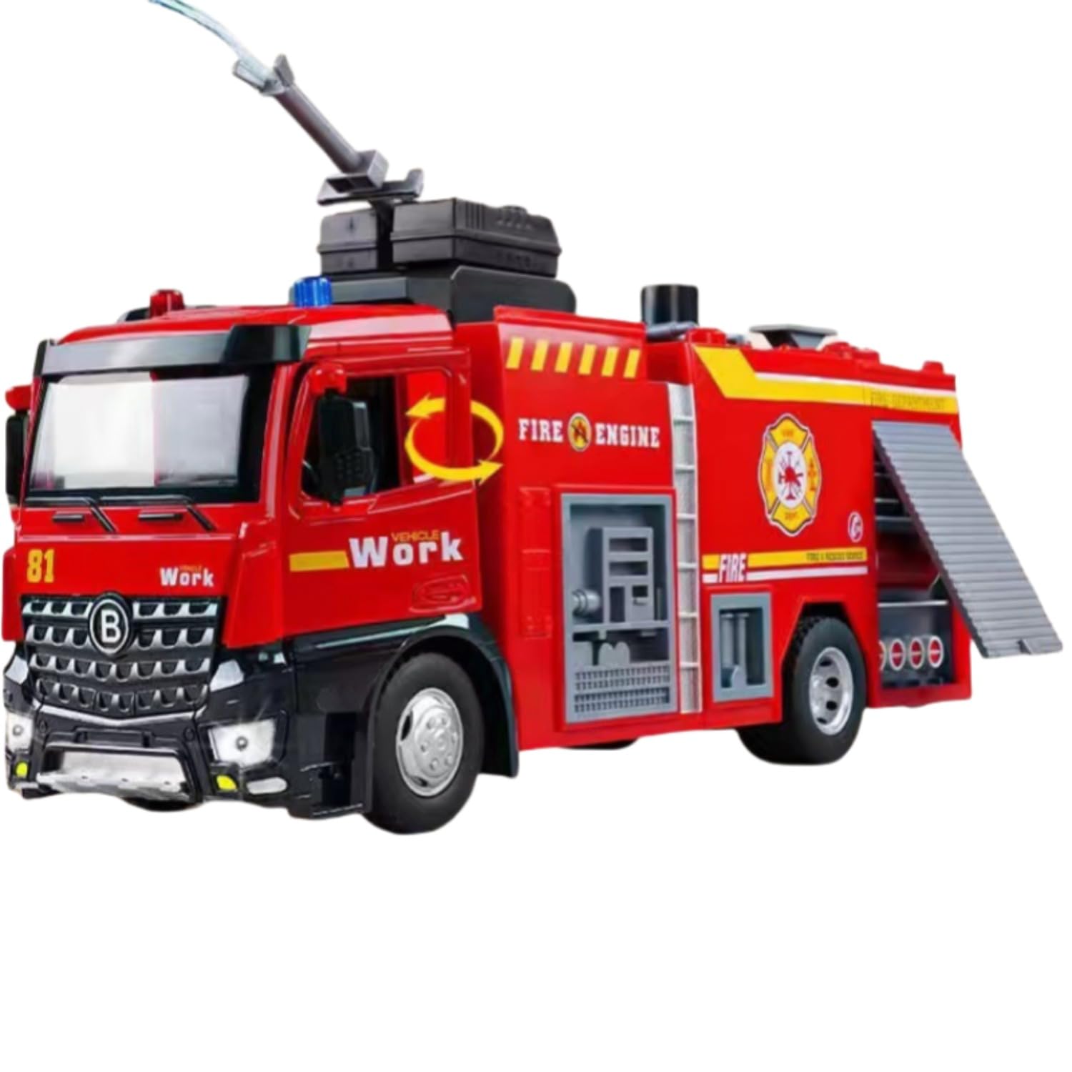 Amazon.co.jp: SIzlaho 消防車模型、消防救助、はしご付き、慣性力、音