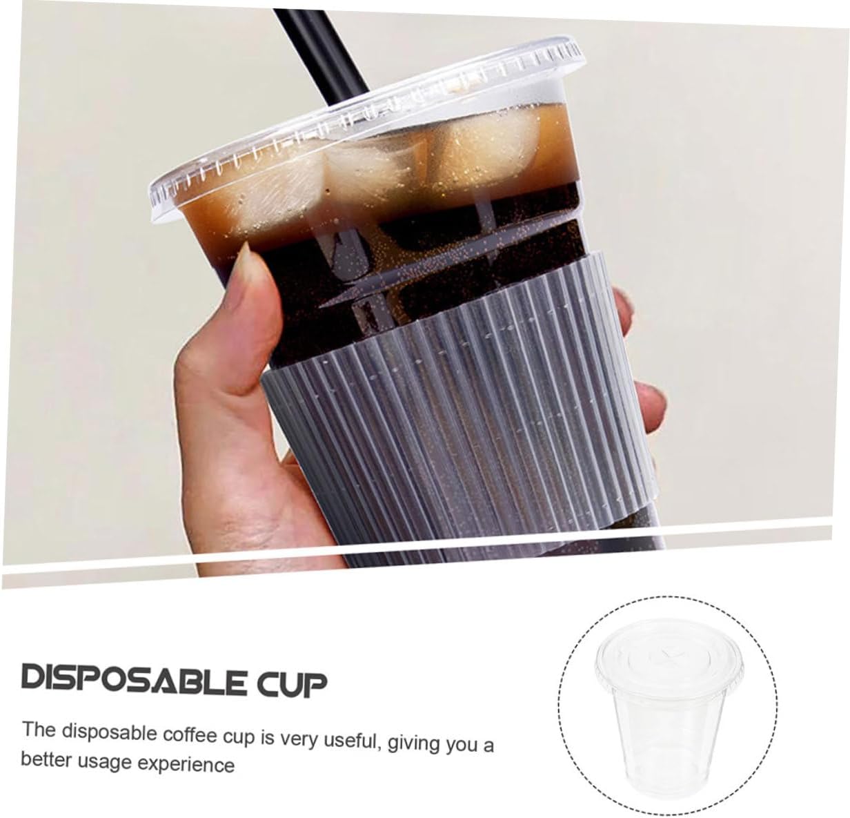 100pcs 10oz Disposable Plastic Cups with Flat Lids, Pet Cold Beverage Cups for Juice, Coffee, Smoothies, Party and Outdoor Use