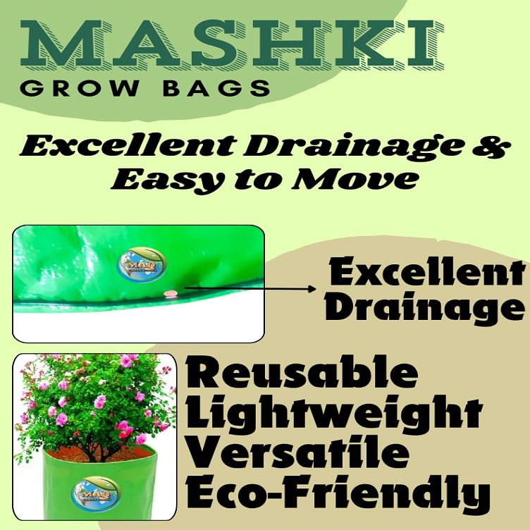 Image of MASHKI HDPE Grow Bags for Home, Terrace & Balcony Gardening - Big Size Vegetable Plant Grow Bags (15x15, 18 inchx18 inch & 24 inchx24 inch - Heavy Duty, UV Stabilized) (10, 18x18 Inches)